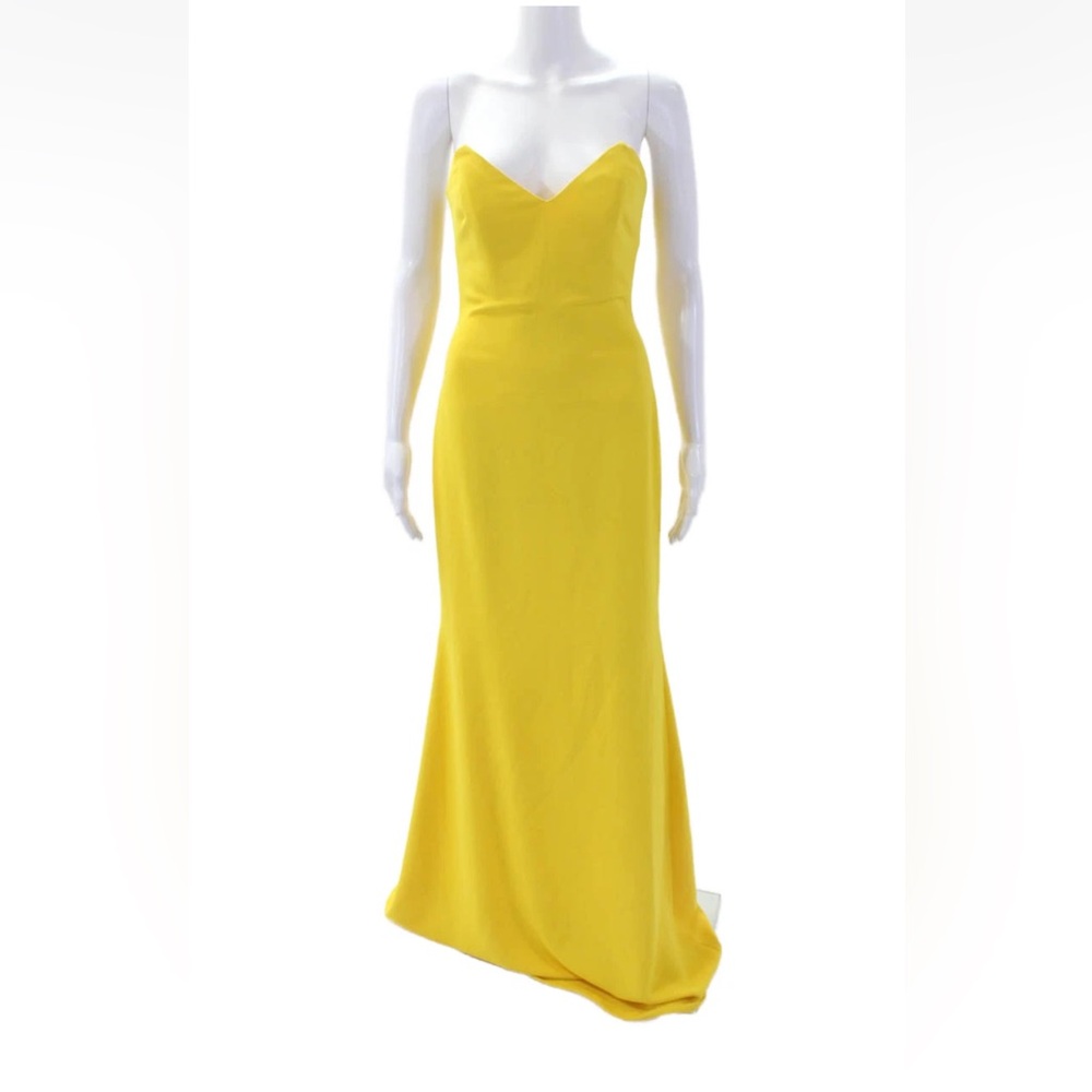 Badgley Mischka strapless dress yellow size 0 EUC flawless